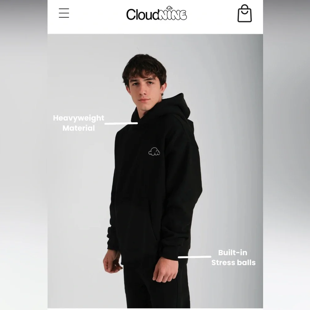 Cloud Nine anxiety Hoodie with built in stress balls - Picture 4 of 4